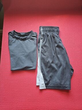 DSG Boys Athletic Performance Shirt & Shorts Set Gray Black Size Medium (10-12)